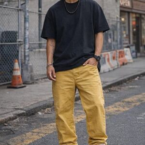 Mustard yellow WULFUL jeansstreetwear #baggyjeans #menswear  skate style
